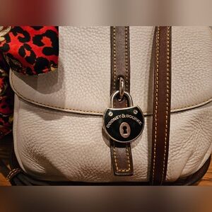 Dooney & Bourke Samba Cream and Brown Pebbled Leather Crossbody Bag